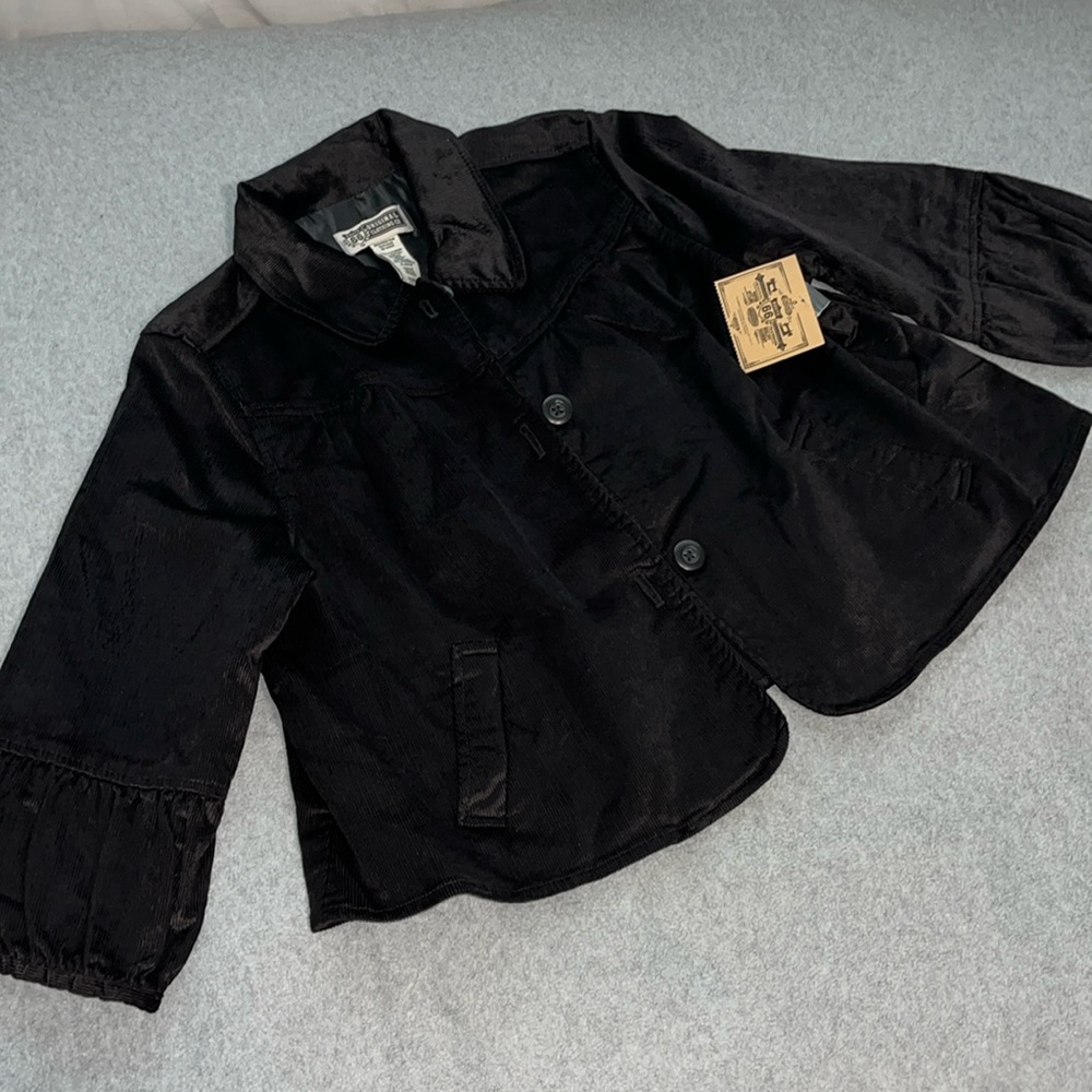 Vintage Y2K Cropped Corduroy Jacket XL Swing 90s Black Dark Academia Indie